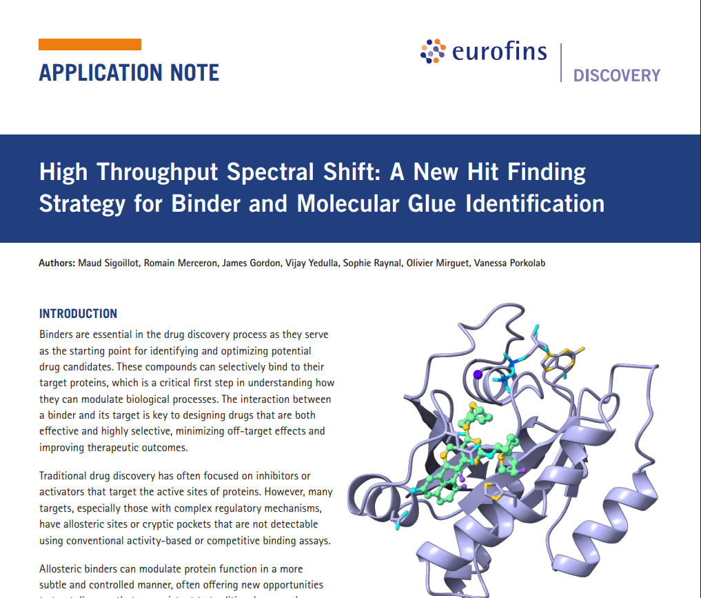 [Applycation Note] High Throughput Spectral Shift: A New Hit Finding Strategy for Binder and Molecular Glue Identification