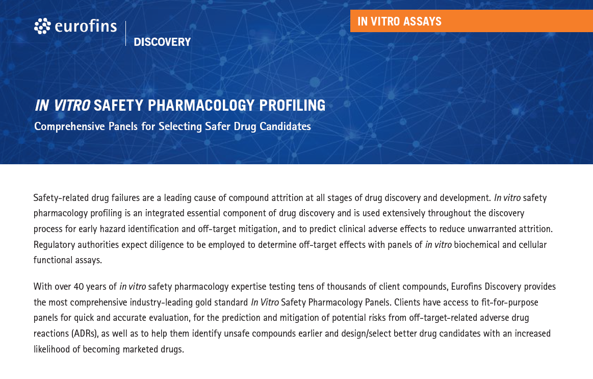 [Flyer] IN VITRO SAFETY PHARMACOLOGY PROFILING